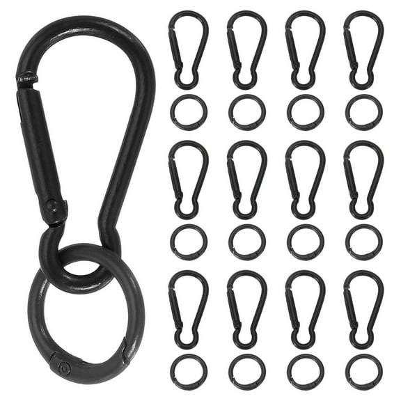 Uxcell 20 Pcs Spring Snap Clip, Spring Snap Key Chain Hook with O Ring, Multipurpose Candy Color Quick Link Keychain Clips Buckle for DIY Lanyard Crafts Camping Backpacking, Black