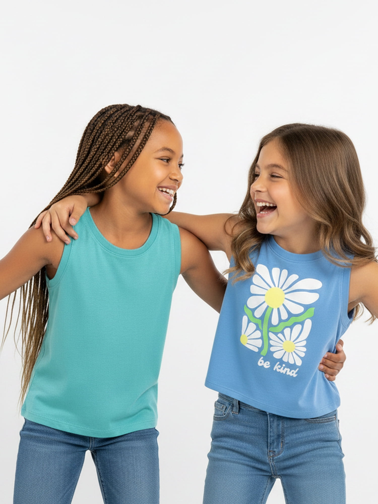 Wonder Nation Girls Be Kind Graphic Tank Top, 2-Pack, Sizes 4-16 Plus