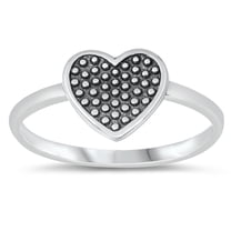 Funky Oxidized Heart Promise Sterling Silver Ring 925 Jewelry Female Male Unisex Size 10