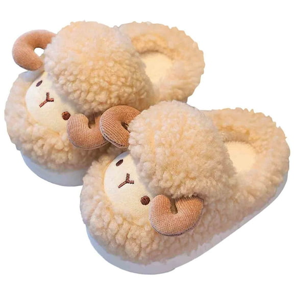 Toddler Kids Cute Cartoon Winter Fuzzy Slippers Boys Girls Comfy Memory Foam Soft Sole Slip on Warm House Shoes Coffee 8 Toddler