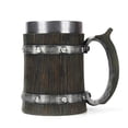 thumbnail image 1 of Taza de cerámica con forma de barril de inspiración vikinga, 350 ml, con acero inoxidable, 1 of 2