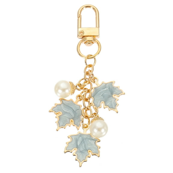 Uxcell 1 Pcs Maple Leaf Keychain, Metal Cute Keychains Charm with Swivel Clasps Key Chain for Women Bag Purse Charms, Gray