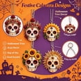 thumbnail image 6 of 4 Pcs Day of the Dead Sugar Skull Ornaments 3.15 in Acrylic Calavera Hanging Decor for Halloween Dia de los Muertos Door and Tree, 6 of 10