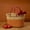 Orange, variant on Color Block African Market Basket with Leather Handles, 12 Inch Wide (Green)