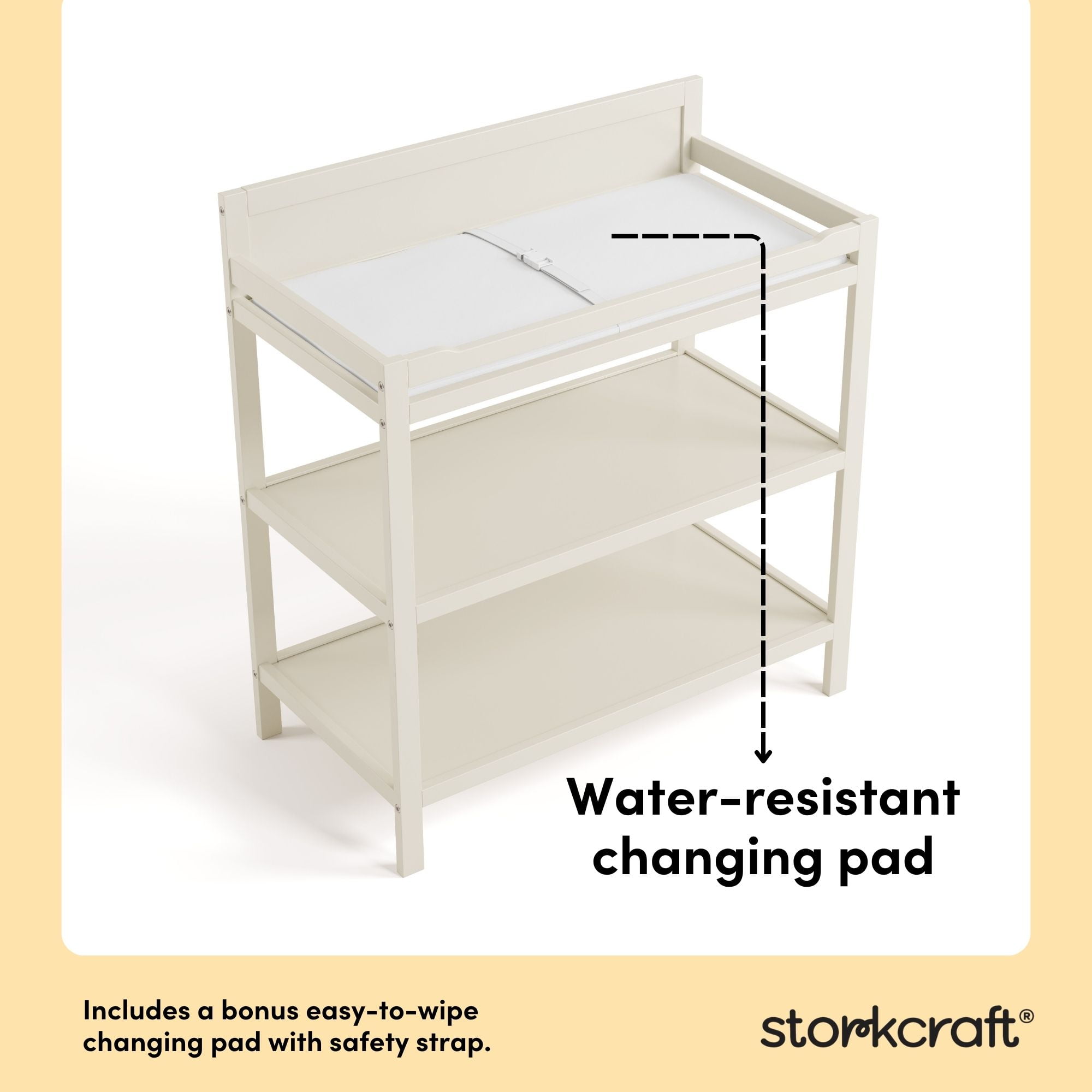 Storkcraft Alpine Infant Changing Table with Changing Pad, Frosted Oat