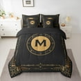 thumbnail image 2 of Manfei Personalized Letter M 7-Piece Bedding Comforter Set,Monogrammed Theme King Bedding Sets,Black Gold Bed Sheets For Girl Teens,Ultra Soft Bedroom Decor Reversible, 2 of 8