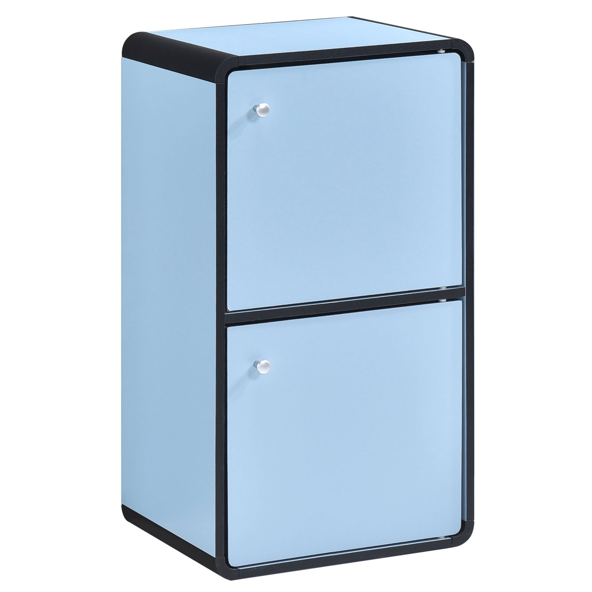 Kings Brand Furniture Dothan Wood 2-Cubed Closed Bookcase - Storage Shelf Organizer Bookshelf, Blue