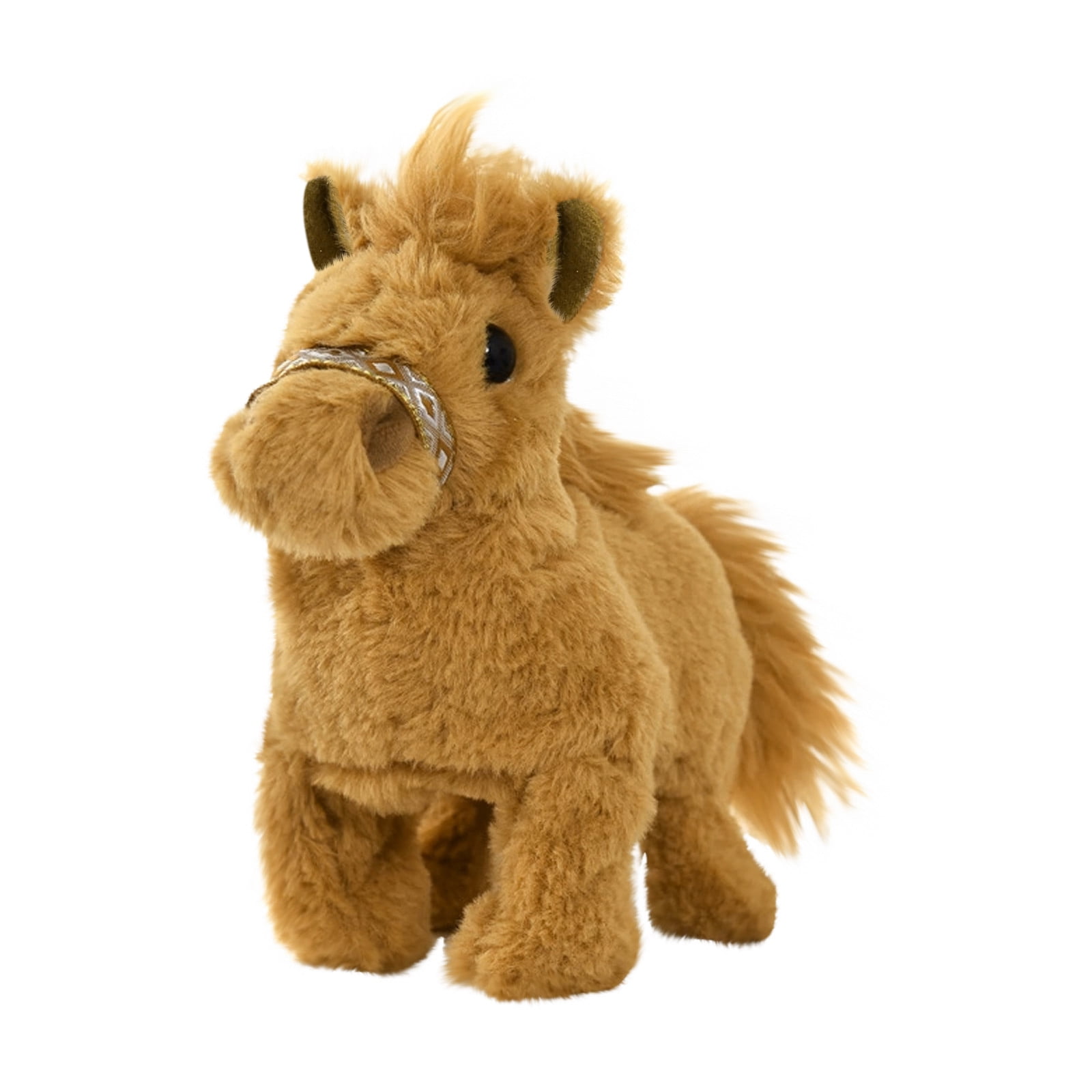 Electronic Walking Pony Plush Toy, Interactive Stuffed Horse Doll with Sound for Toddlers and Boys and Girlss, Animal Gift Style #E114 Brown