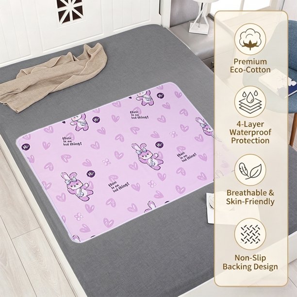 Protector de colchón impermeable de fibra natural – Protector transpirable para incontinencia con base antideslizante para protección de cama – Protector de cama reutilizable a prueba de fugas pa