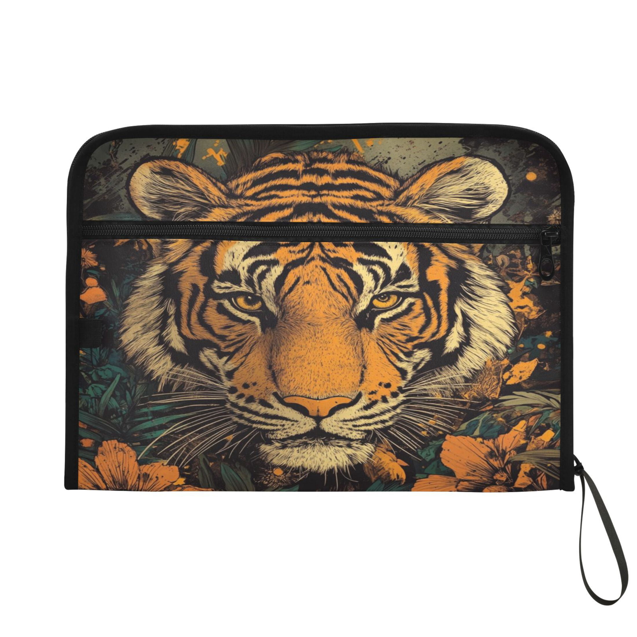 WOBOGO Wildflower Tiger Pattern Expanding File Folder Letter Size Accordion Filing Organizer 13 Pocket Separate Organ Pocket