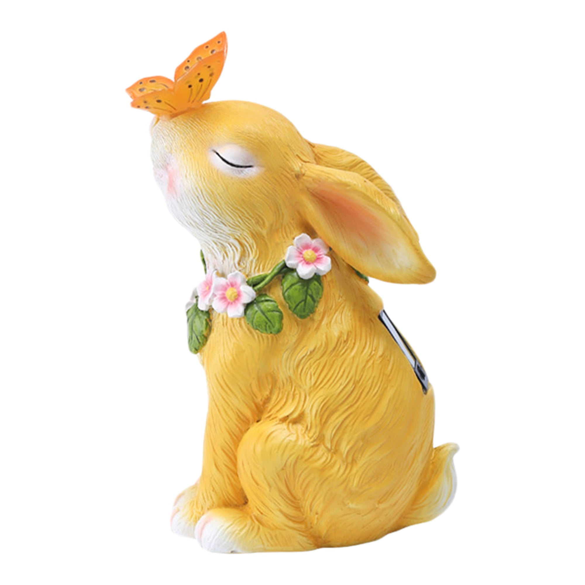 Garden Statue Bunny Figurine Vivid Flying Butterfly Rabbit with Solar