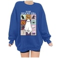 thumbnail image 4 of Halloween Sweatshirt for Women Hoodless Sweatshirt Oversized Crewneck Pullover Top for Women Long Sleeve Sweatshirt Casual Wear Comfortable Soft Blue M, 4 of 5