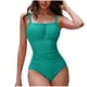 thumbnail image 2 of Trajes de baño de una pieza para mujer, traje de baño de bikini con tirantes y espalda descubierta de color liso para mujer, 2 of 7