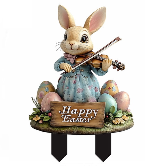 Vintage Easter Yard Decorations Outdoor Easter Bunny Outdoor Yard Signs Spring Easter Yard Decor With Stakes for Easter Party Supplies Garden Decor