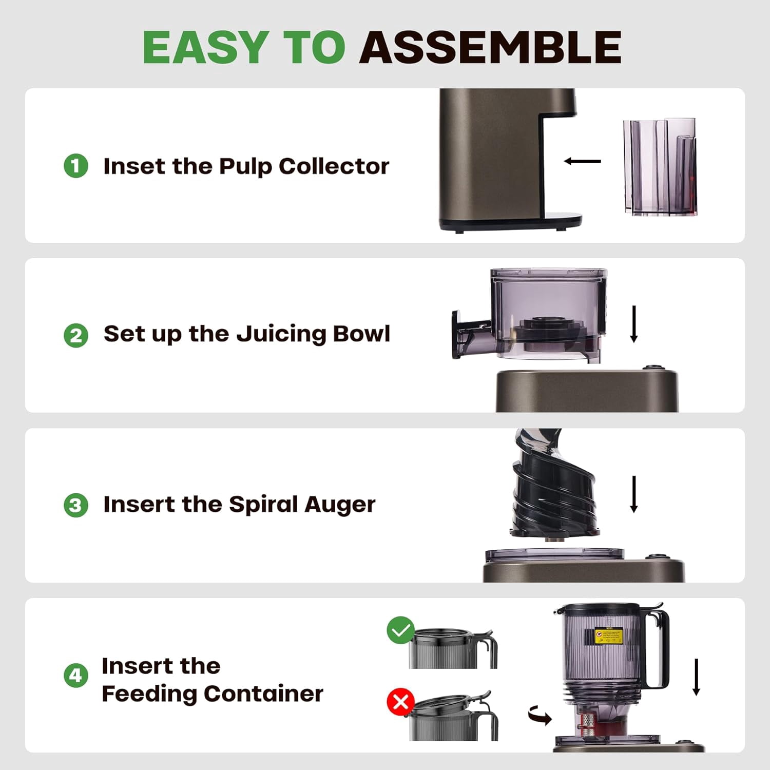 Slow Masticating Juicer Machines with 5.5" Large Feed Chute for Most Fruits and Vegetables