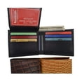 thumbnail image 2 of Crocodile Print Cowhide Leather Bifold Wallet with Flip ID Window & Credit Card Slots 71053 CR, 2 of 42