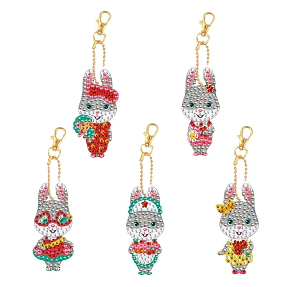 5 piezas DIY de llavero con pintura de diamantes, kit de mosaico de huevos de Pascua para hacer arte de diamantes conejito de pascua b