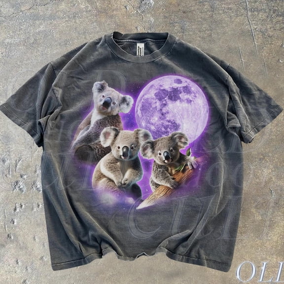 NODB Vintage Three Koalas Graphic T-Shirts, Retro Cute Koala Tshirt, Funny Shirts, Wild Life Lovers, Oversized Y2K Australian Koala Bear Tee DARK HEATHER Unisex S-5XL Hot Trending Shirt