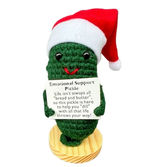 Twinkseal Funny Stress Relief Toy Handmade Emotional Support Pickled Cucumber Plush Toy Super Soft Adorable Handwoven Ornament Pickle Knitting Cute Handwoven