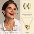 thumbnail image 4 of Linawe Black 14K Gold Plated Interlocking Circle Pendant Necklace for Women, Diamond Crystal Rhinestone Birthstone Cubic Zirconia Necklaces, Hypoallergenic Stainless Steel Chain, 4 of 7