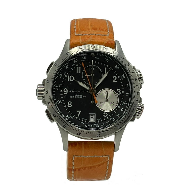 Pre-Owned HAMILTON Khaki ETO Watch H776121 Black Dial SS / Leather (Good)