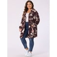 thumbnail image 3 of DARING DIVA Plus Size Open Front Knit Fabric Floral Outerwear Cardigan 1X Red Brown, 3 of 6