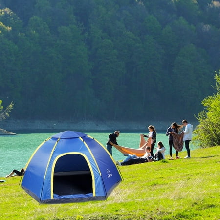 Base Camp Storage - Hot Sale AT6503 Waterproof Hexagonal Large Camping Hiking Tent Outdoor Base Camp Blue
