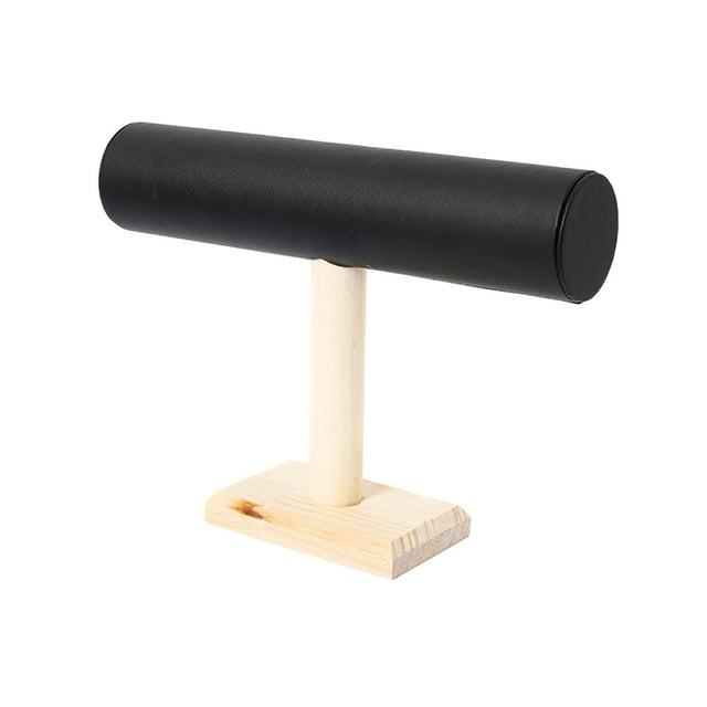 Barra en T de madera para joyería, soporte de exhibición para pulseras, soporte para brazaletes, accesorio de un solo nivel, escaparate de joyería de mesa para escaparate de tienda Estilo B Yinane exhibición del puesto de joyería