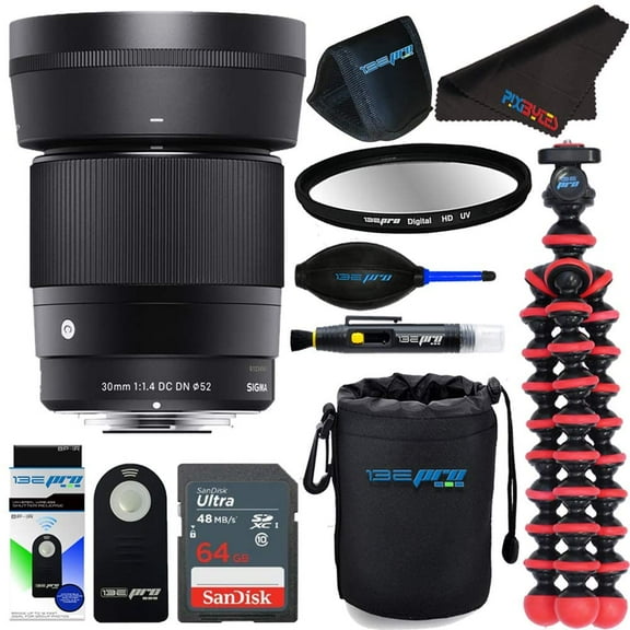 Sigma 30mm F1.4 Contemporary DC DN Lens for Sony E   Pixibytes Deluxe Bundle