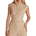 thumbnail image 2 of Women Fashion Playsuits Jumpsuit Denim Daily High Waisted Sleeveless Back Heart Pattern Turtle Neck (X3-A, L), Large, 2 of 4