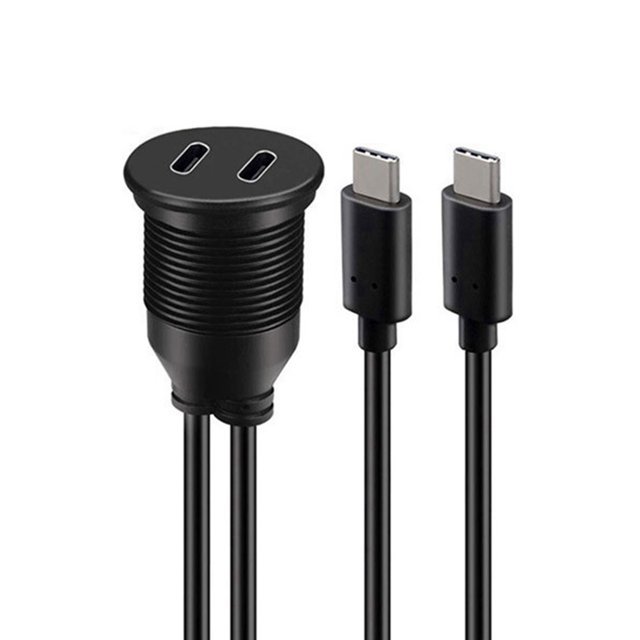 USB Tipo C Cable de Extensión 1M Macho A Hembra Doble Puerto Impermeable Coche Montaje Cable para Coche Camión USB3.0