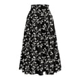 thumbnail image 7 of bbyeadc Maxi Skirts for Women Tiered Elastic High Waisted Flowy Skirt Flowy Swing Drawstring Summer Beach Skirt Trendy Pleated Boho Skirts Women Midi Length, Black L, 7 of 7