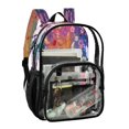 thumbnail image 2 of Large Clear PVC Backpack Heavy Duty See Through Backpack for Adults Work Travel, Purple Floral Butterfly Printed 12L, 2 of 8