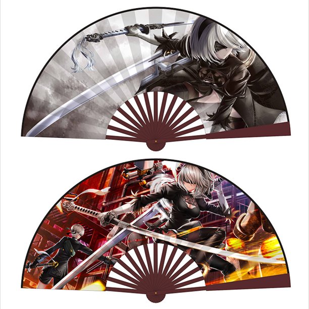 Ventiladores plegables Anime Nier: Autómatas de mano/tela de bambú