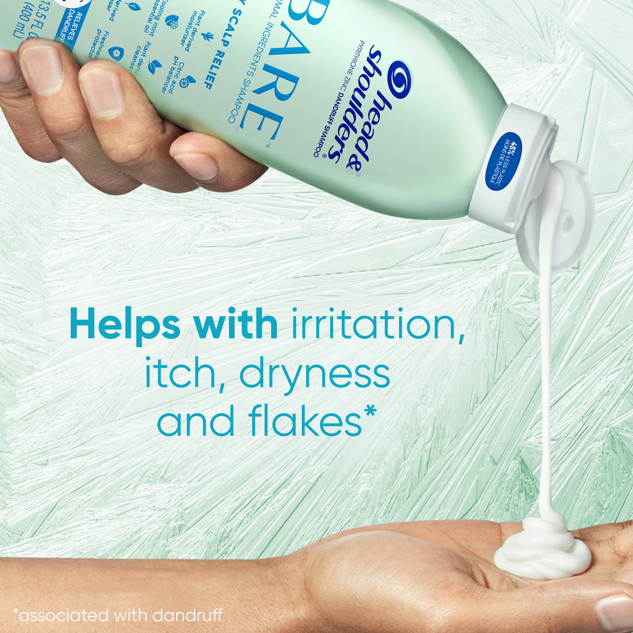 Head and Shoulders BARE Itchy Scalp Relief Dandruff Shampoo, Sulfate Free, Itchy Scalp Relief, 13.5 fl oz