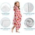thumbnail image 7 of Red Strawberry Plants Fruit Pink Pattern Hooded Bath Towel，60"x35" for Ages 3 To 12 Kids, Quick Dry Lightweight Soft Microfiber Hood Beach Towel Cover Up for Kids, 7 of 7