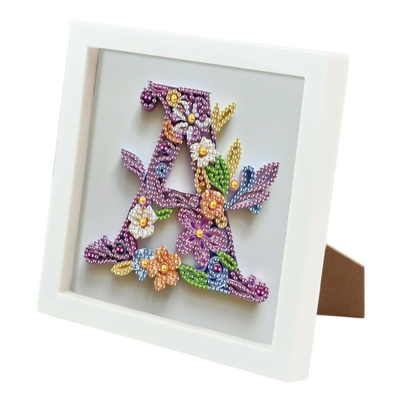 Framed Diamond Painting Kit, Flower-Shaped Letter A with Unique Design, Ideal for Home Decor and Gifts 6.69 x 6.69in