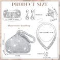 thumbnail image 2 of 5 Pcs Silver Clutch Purses for Women Evening Rhinestone Jewelry Set Bling Clutch Purse Bag Rhinestone Necklace Ring Bracelet Earring for Women Party Wedding Bride Jewelry, 2 of 8