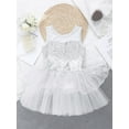 thumbnail image 3 of DPOIS Girls Mesh Sequins Rhinestone Ballet Dance Tutu Dress White 4, 3 of 7