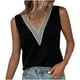thumbnail image 4 of Camiseta Sin Mangas Para Mujer Camisetas Sin Mangas Moda Casual Color Sólido Cuello en V Encaje Costura Chaleco Y Tops Odeerbi  ODB168891, 4 of 7