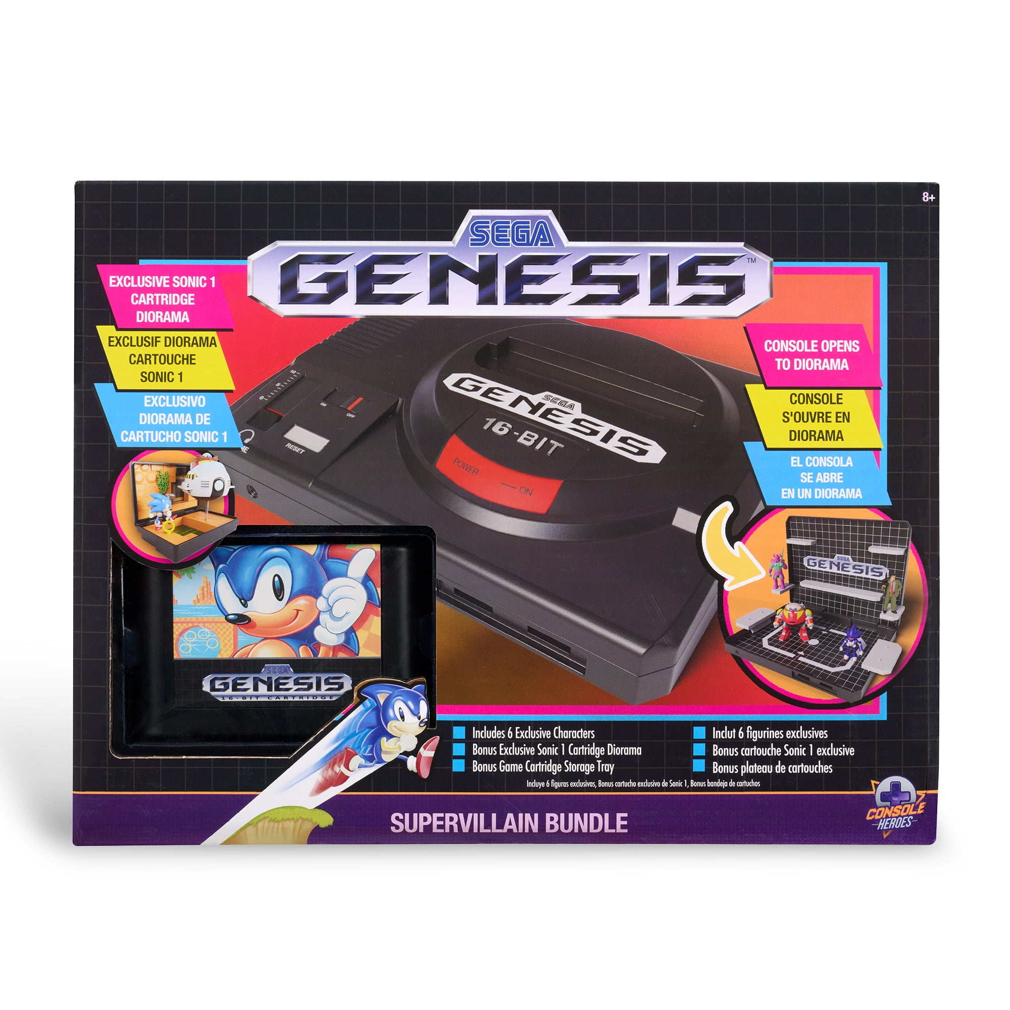Console Heroes Sega Genesis Display Console: Supervillain Boss Bundle + Sonic 1