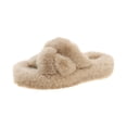 thumbnail image 4 of Pantuflas Peludas para Mujer, Sandalias Planas, Pantuflas de Casa con Puntera Abierta Y Forro para Damas con Suela de Goma, Pantuflas de Felpa para In Caqui, 4 of 8