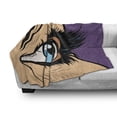 thumbnail image 3 of Eyeball Soft Flannel Fleece Throw Blanket, Pop Art Retro Cartoon Woman with Detailed Eye on Dotted Background, Cozy Plush for Indoor and Outdoor Use, 50" x 60", Lavender Beige and Black, by Ambesonne, 3 of 6