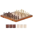 thumbnail image 6 of KFFKFF Magnetic Chess and Checkers Game Set, 15-inch Dual-Use, Foldable Wood Board for Kids and Adults, Includes Extra Queens, for Travel and Tournaments, Novices and Seasoned Players, 6 of 9