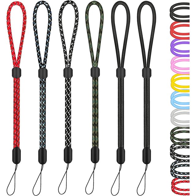 czcpp-Hand Wrist Strap Lanyard, 6 Pack 9.5 inch Adjustable Nylon Wristlet Straps Keychain String for Cell Phone Case Holder, AirPods Pro 2 2022, Camera, Key, GoPro, USB Drive, Ski Glove (Multi-Color