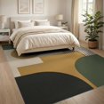 thumbnail image 3 of ODIKA 8'x10' Washable Area Rug Olive and Mustard Geometric Design Bold Abstract Shapes with Striped Accents for Dining Room, Large Office, Lounge, Non-Slip Chair-Friendly Mat, 3 of 7