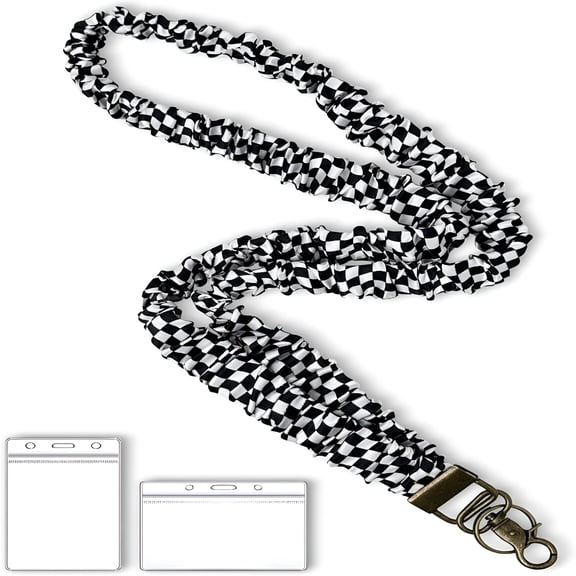 CCOCC 2026 New Stretchy Scrunchie Lanyard for Id Badges Keys, Cute Teacher Lanyard for Women, Lanyard with Id Holder 19.6 Inch for Work, Office, School, Events, Personal Use