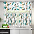 thumbnail image 3 of Modern Kitchen Curtain Valance and Tiers Set 4 Pcs Mid-Century Geometric Rod Pocket Treatments Curtains Tier Living Room Bedroom 53.9 x 17.7 inches + 27.5 x 35.8 inches *2, Style-3, 3 of 4