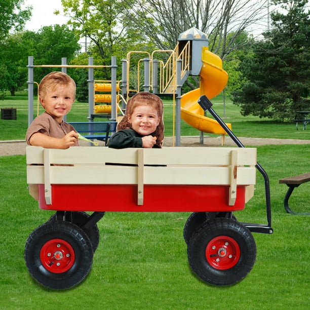 Red Wagons For Kids All Terrain Utility Wagon W Removable Wooden