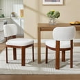 thumbnail image 7 of Hassch Farmhouse Wooden Dining Chairs Set of 2, Modern Armless Side Chairs with Fabric Upholstered Backrest & Padded Seat, Solid Wood Legs for Dining Room, Kitchen, Living Room (Beige+Walnut), 7 of 7